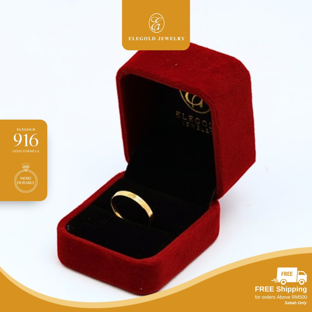 Plain Line Simple Fesyen Comfort Wedding • Elegold Jewelry • Category: Cincin Ring • 916G