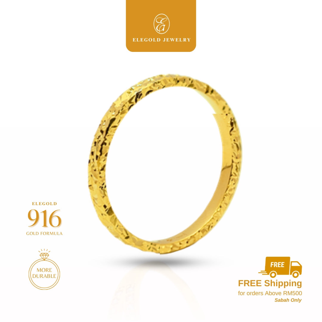 Shattered Ice Kilat Trendy 3 Face Solid • Elegold Jewelry • Category: Cincin Ring • 916G