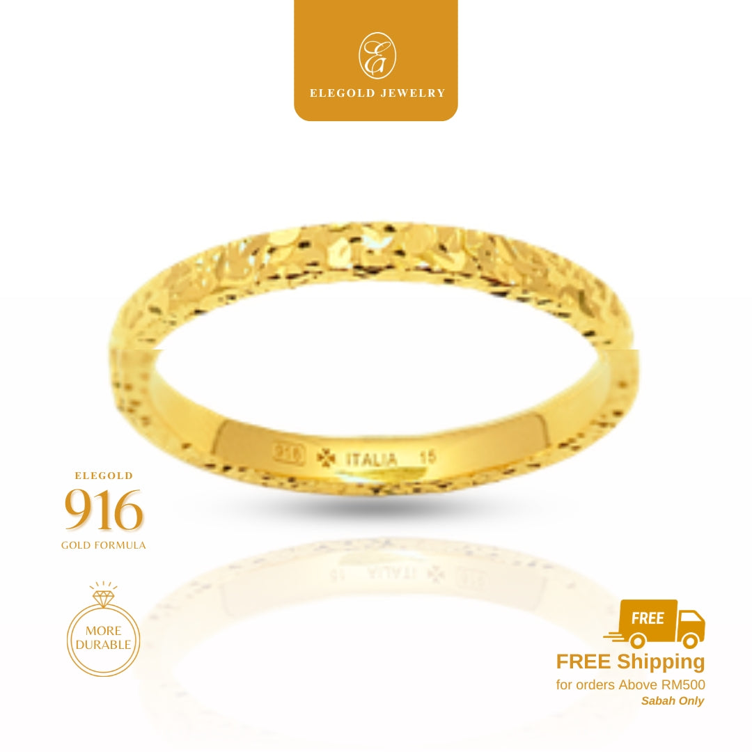 Shattered Ice Kilat Trendy 3 Face Solid • Elegold Jewelry • Category: Cincin Ring • 916G
