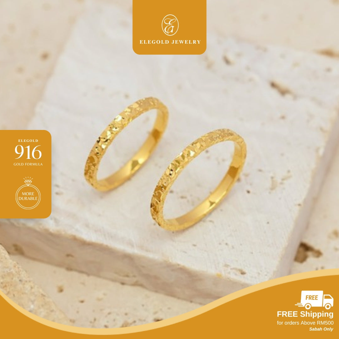 Shattered Ice Kilat Trendy 3 Face Solid • Elegold Jewelry • Category: Cincin Ring • 916G