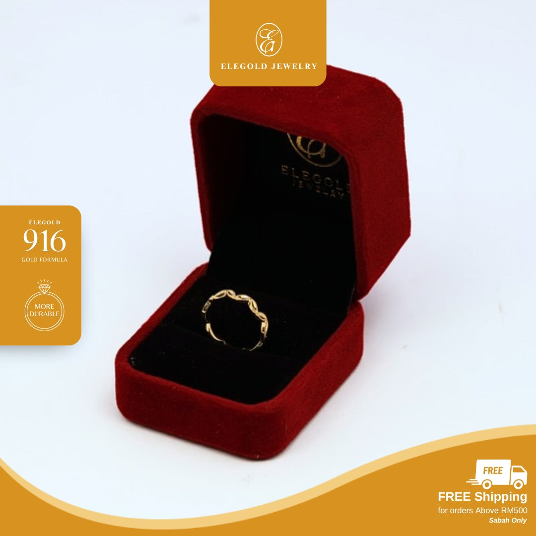 Shattered Ice Wave Leaflet Solid • Elegold Jewelry • Category: Cincin Ring • 916G