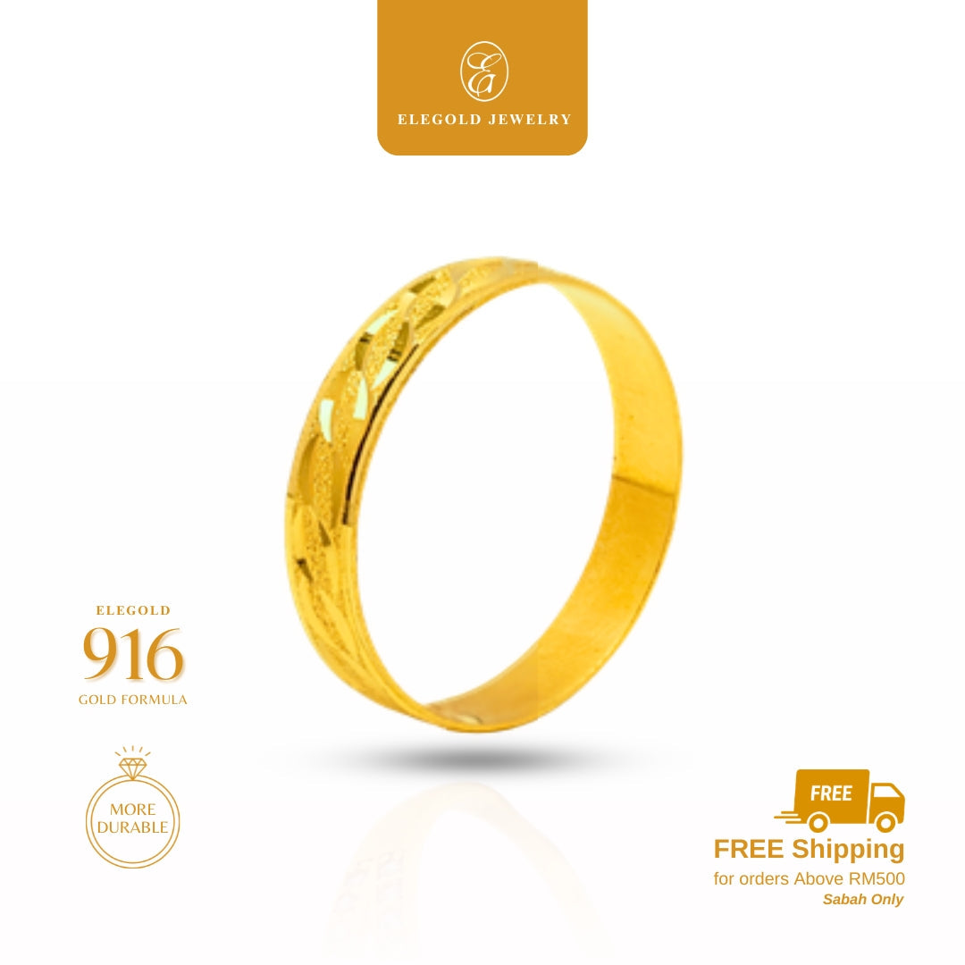 Shiny Fesyen Cut Kilat Solid Padu Flat • Elegold Jewelry • Category: Cincin Ring • 916G