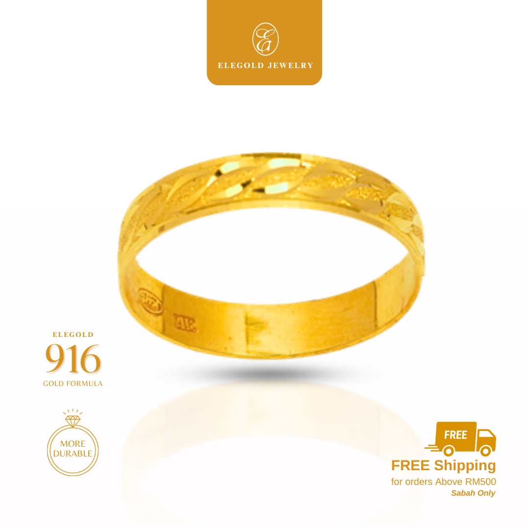 Shiny Fesyen Cut Kilat Solid Padu Flat • Elegold Jewelry • Category: Cincin Ring • 916G