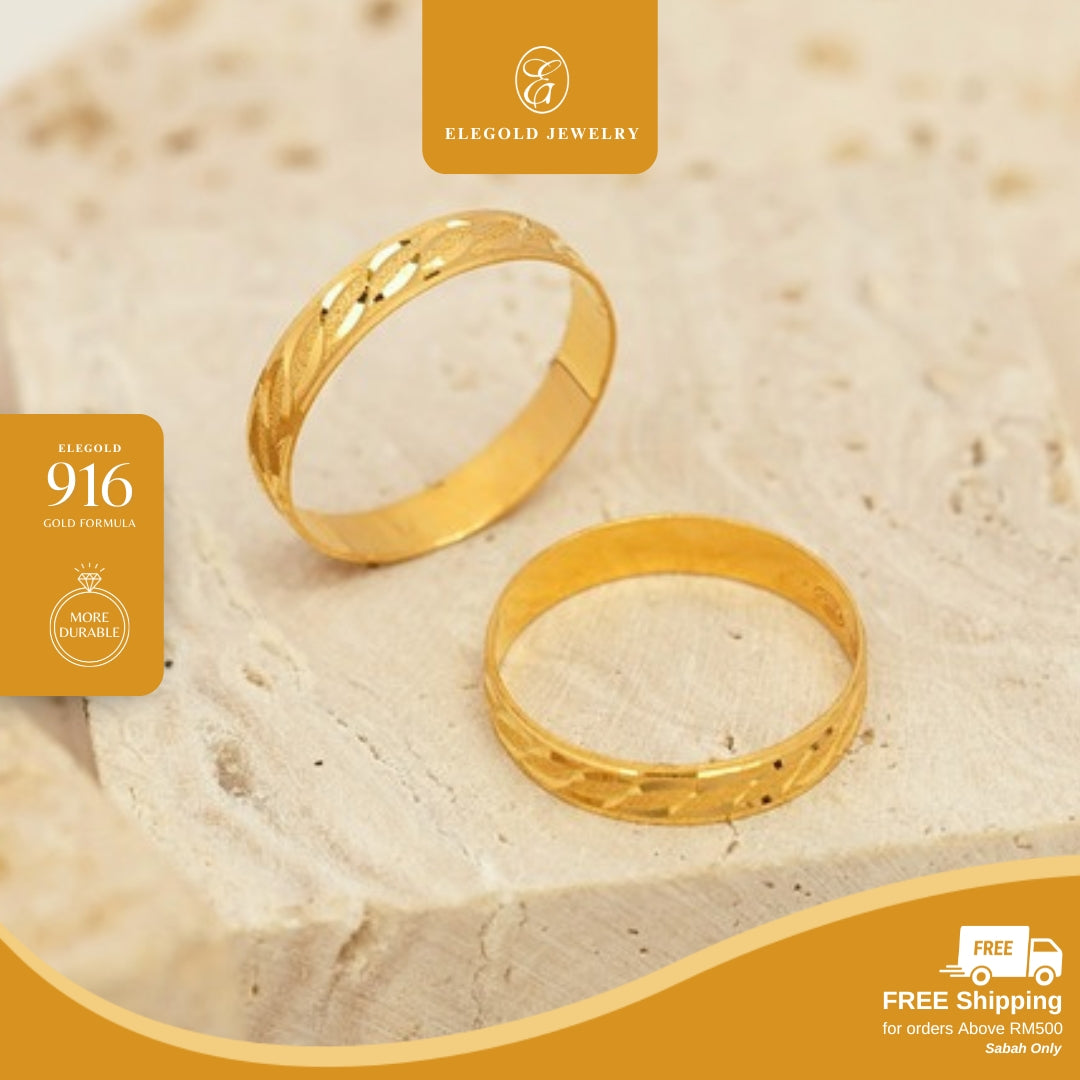 Shiny Fesyen Cut Kilat Solid Padu Flat • Elegold Jewelry • Category: Cincin Ring • 916G