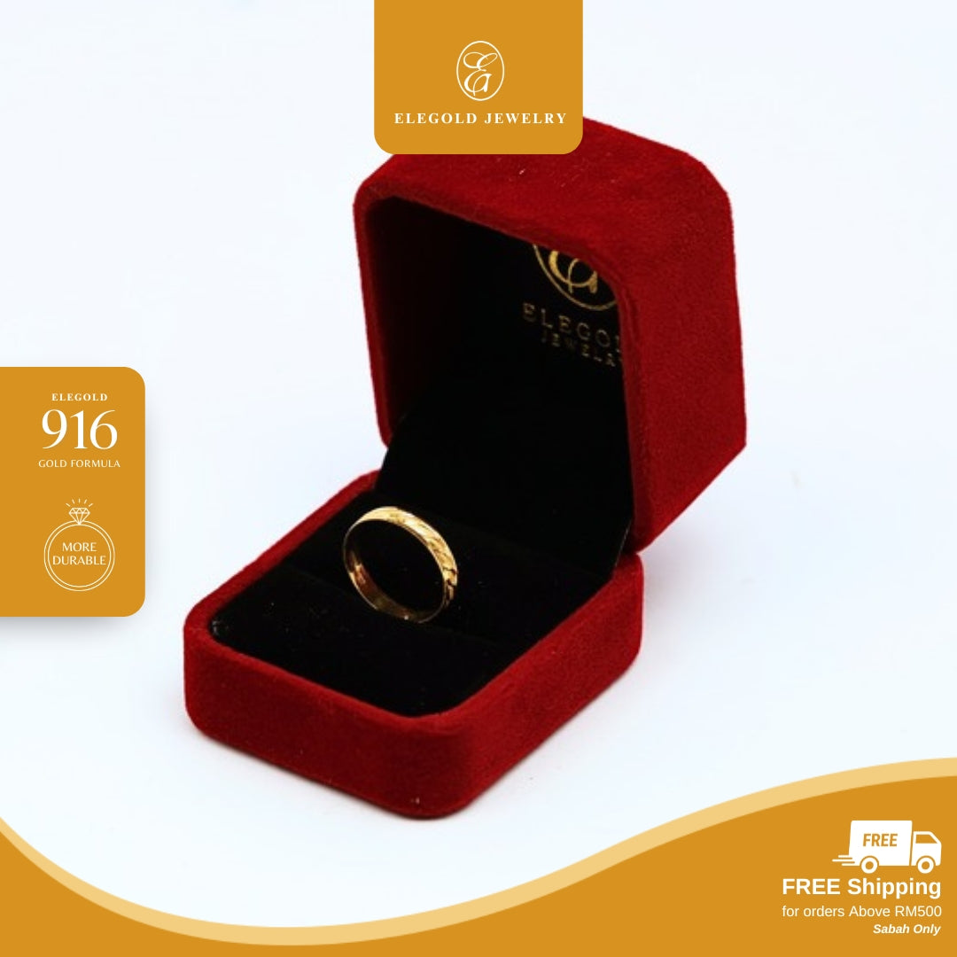 Shiny Fesyen Cut Kilat Solid Padu Flat • Elegold Jewelry • Category: Cincin Ring • 916G