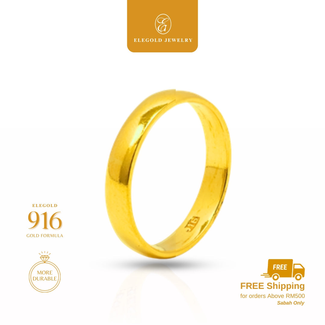 Solid Licin Plain Belah Rotan Handmade | Kahwin Wedding • Elegold Jewelry • Category: Cincin Ring • 916G