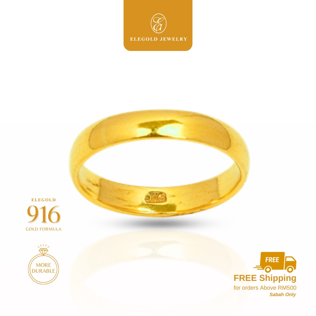 Solid Licin Plain Belah Rotan Handmade | Kahwin Wedding • Elegold Jewelry • Category: Cincin Ring • 916G