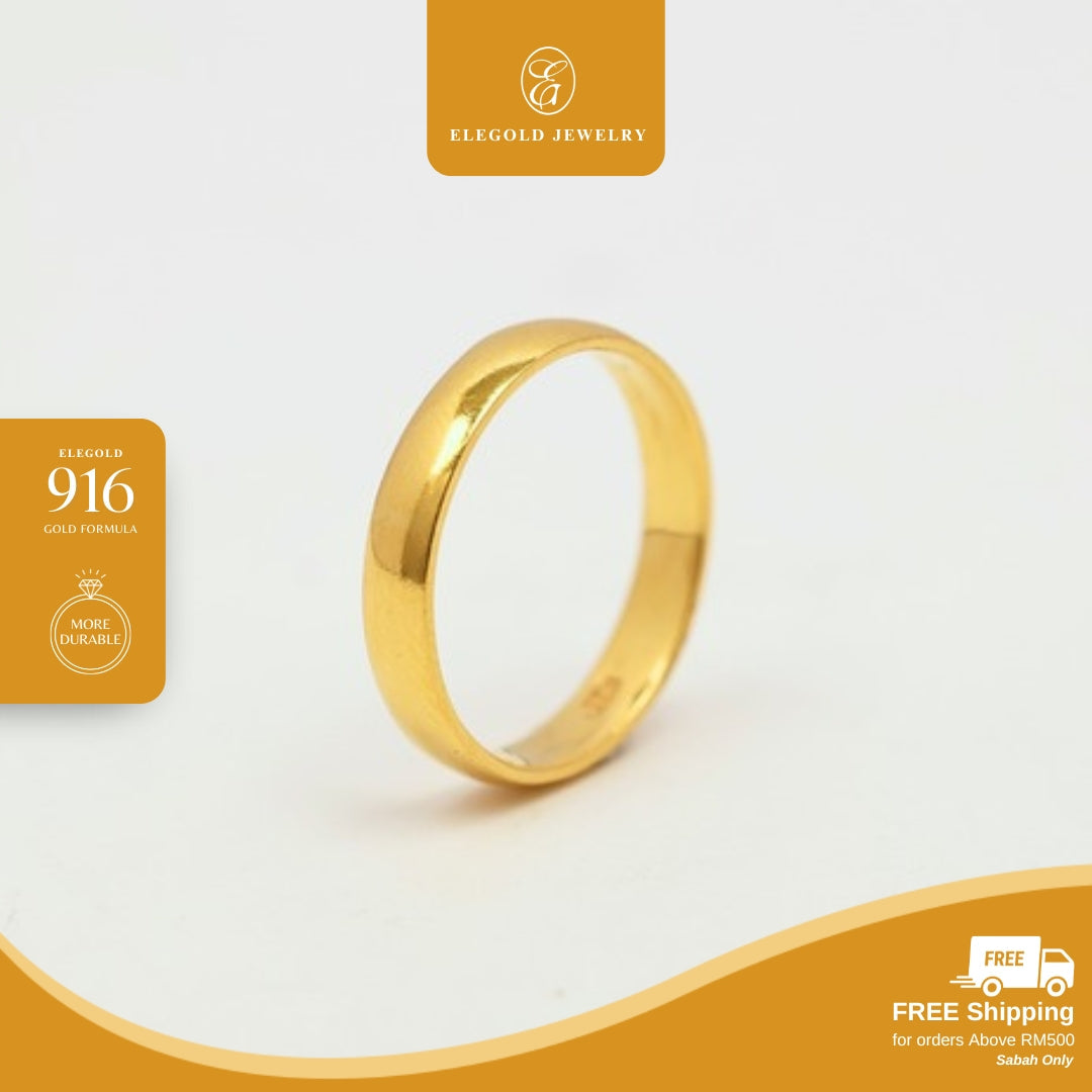 Solid Licin Plain Belah Rotan Handmade | Kahwin Wedding • Elegold Jewelry • Category: Cincin Ring • 916G