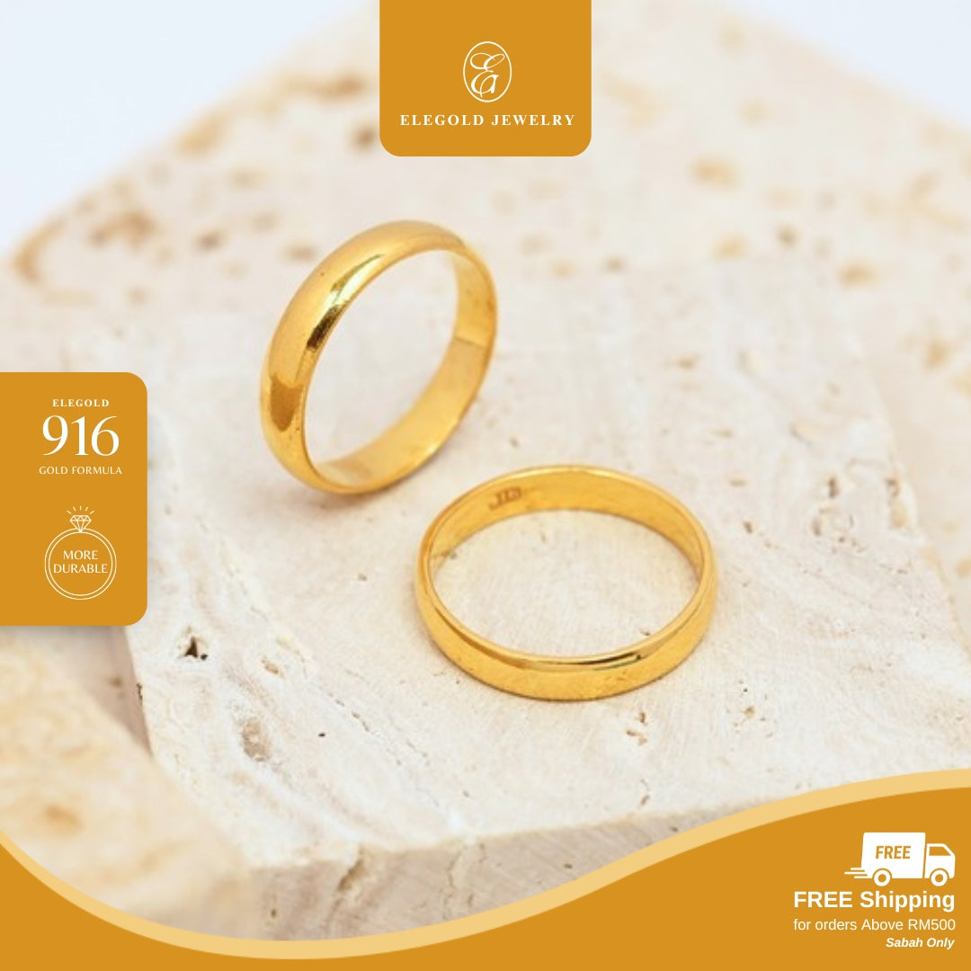 Solid Licin Plain Belah Rotan Handmade | Kahwin Wedding • Elegold Jewelry • Category: Cincin Ring • 916G