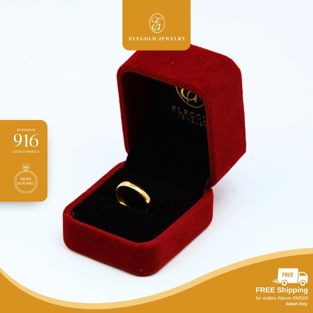 Solid Licin Plain Belah Rotan Handmade | Kahwin Wedding • Elegold Jewelry • Category: Cincin Ring • 916G