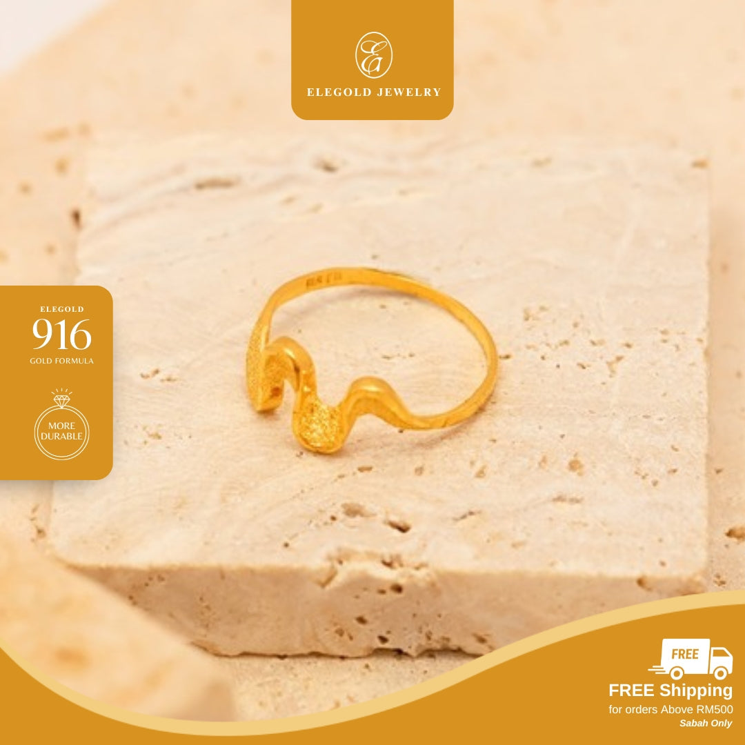 Wave Shiny Trendy Fashion • Elegold Jewelry • Category: Cincin Ring • 916G