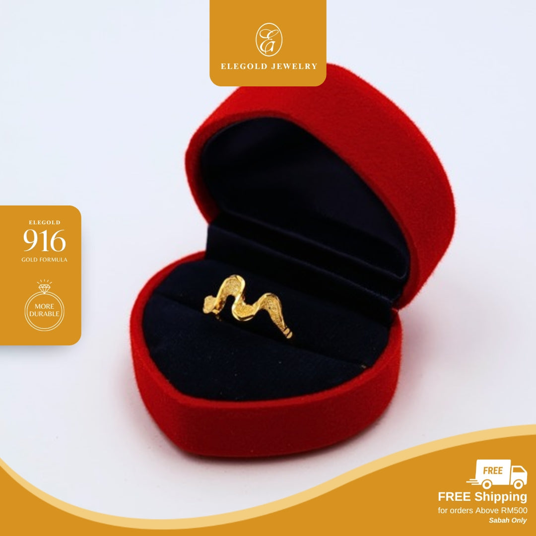 Wave Shiny Trendy Fashion • Elegold Jewelry • Category: Cincin Ring • 916G
