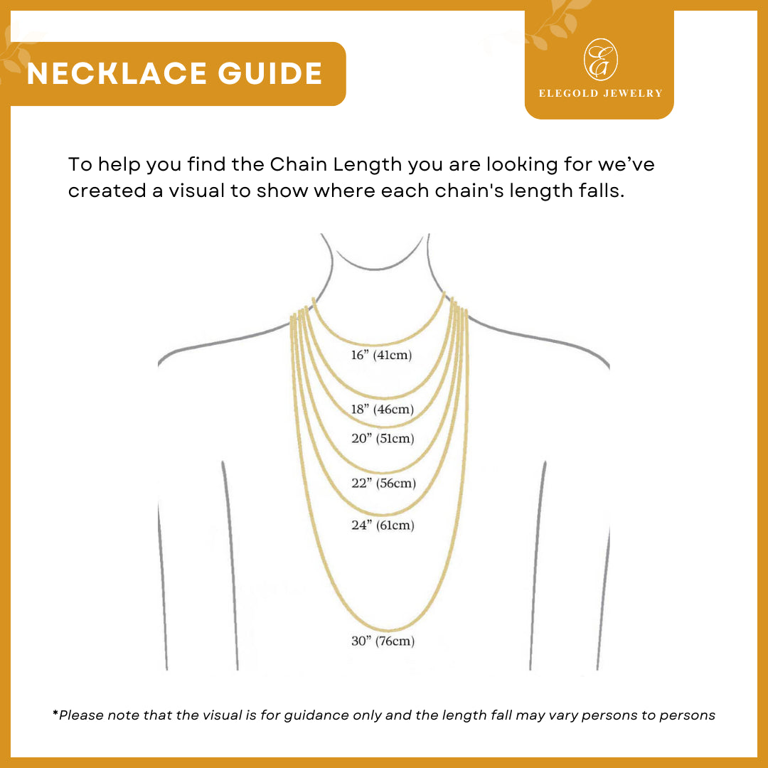 Dangling Clover Shiny Cut Fesyen RL Sauh Solid • Elegold Jewelry • Category: Necklace Rantai Leher • 916G