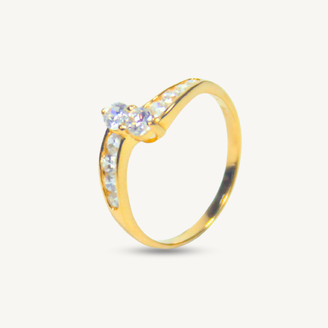 Elegold Double Side CZ Stone Gold Ring