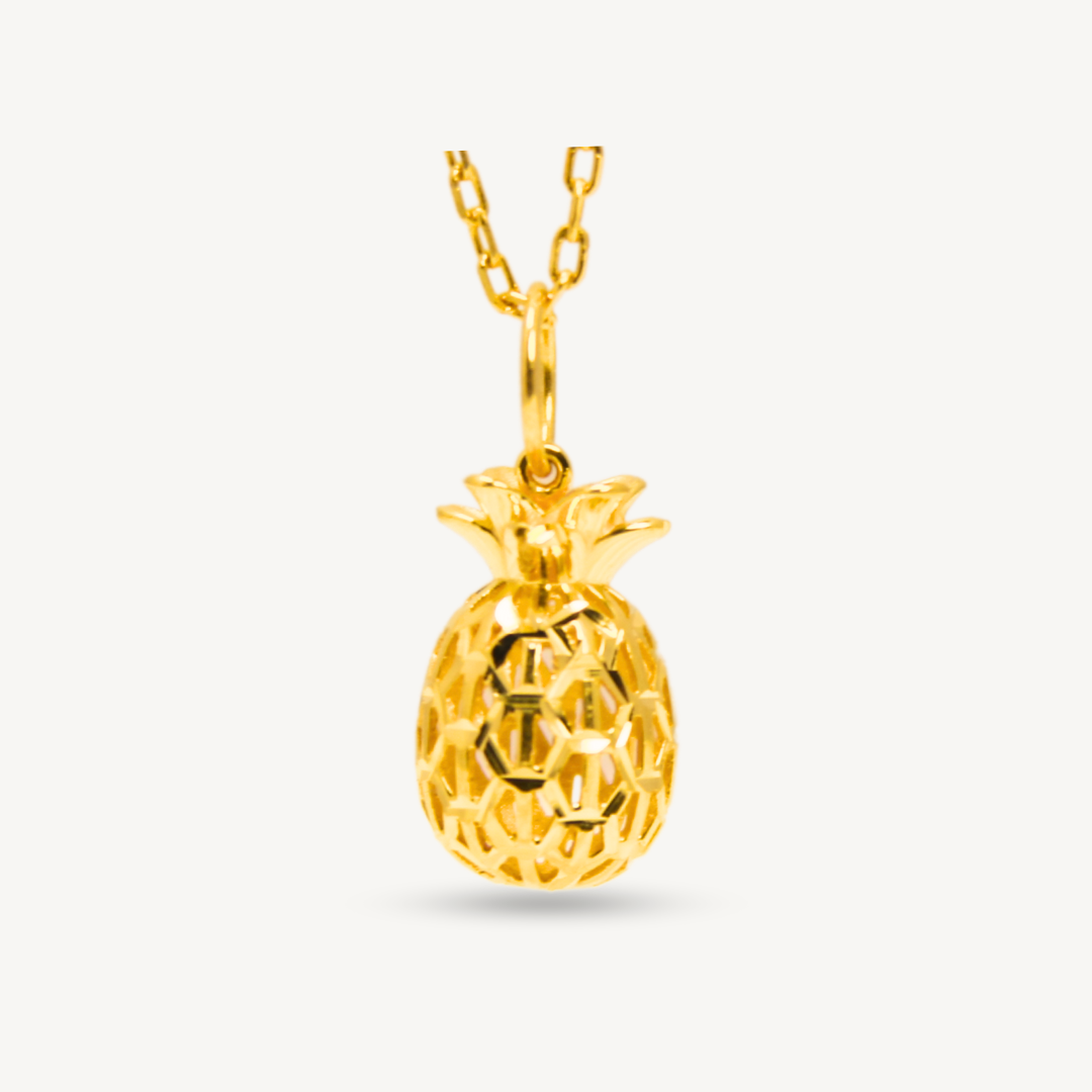 Pineapple Shiny Cut Pendant Hallow Gold Pendant Elegold