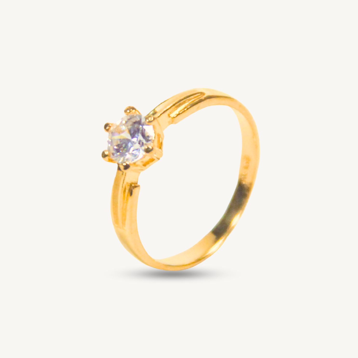 Elegold Hexagon Cut CZ Stone Ring