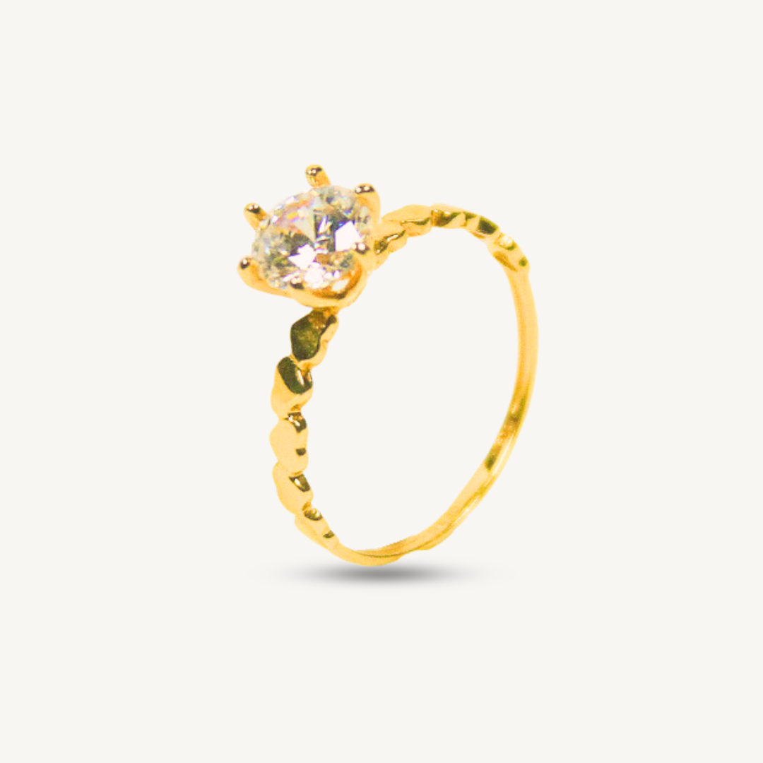 Elegold Heart Solitaire CZ Stone Gold Ring - 20PF7