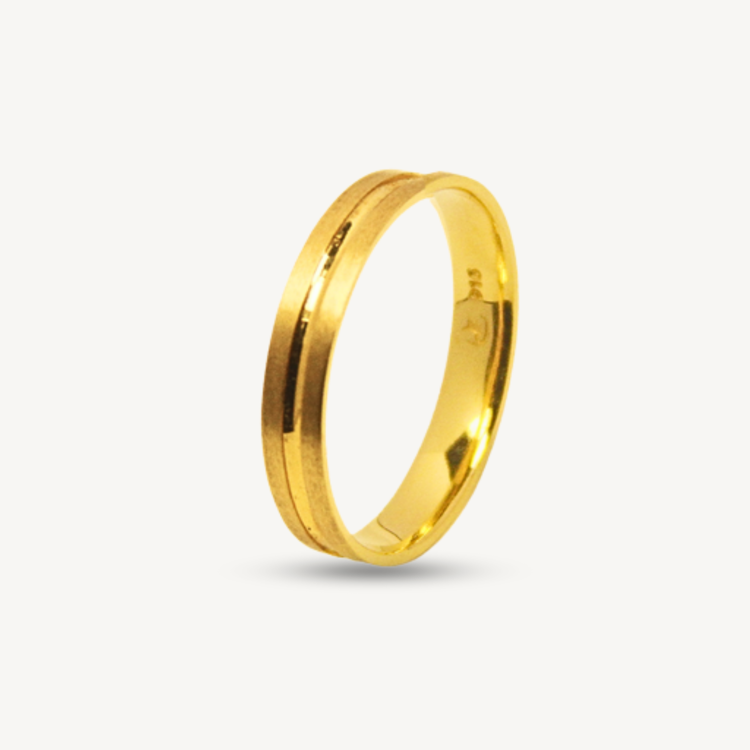 Elegold Premium Centre Cut Matte Finish Thin 916 Gold Ring (Comfort) - 20PKV