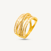 Bold Twisted CZ Stone Ring Gold Ring Elegold
