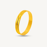 Elegold Matte Thin Double Line 916 Gold Wedding Ring - 20HE1