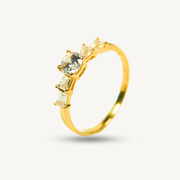 Elegold Square Cut 5 Stones CZ Gold Ring - 20NDY
