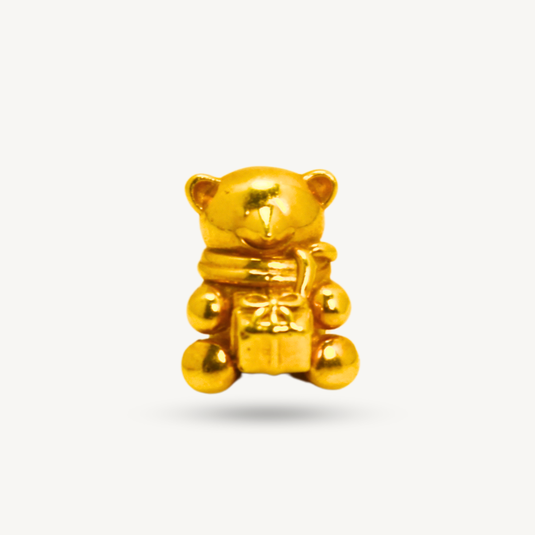 916 Gold Plain Fashion Bear Charms |Charm Fesyen Bear Emas 916 | Elegold