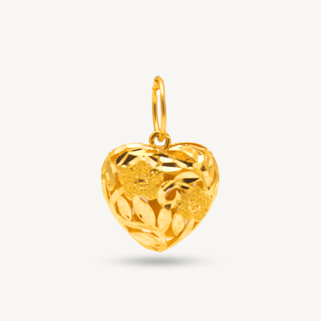 916 Gold Love Fashion Shiny Pendants | Loket Fesyen Hati Emas 916 | Elegold