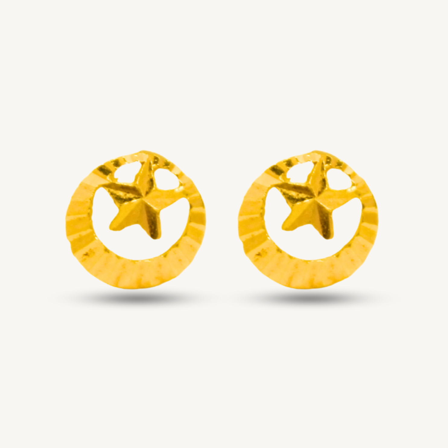 916 Gold Classic Star Earrings | Anting Bintang Kilat Emas 916 | Elegold
