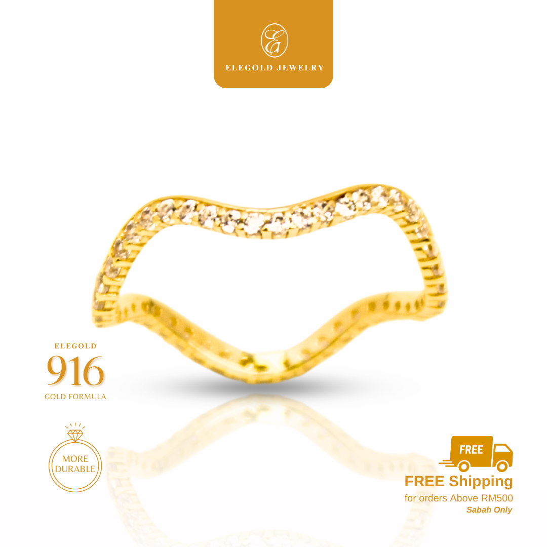 Minimalist Wave Stone CZ Ring Collection Gold Ring Elegold