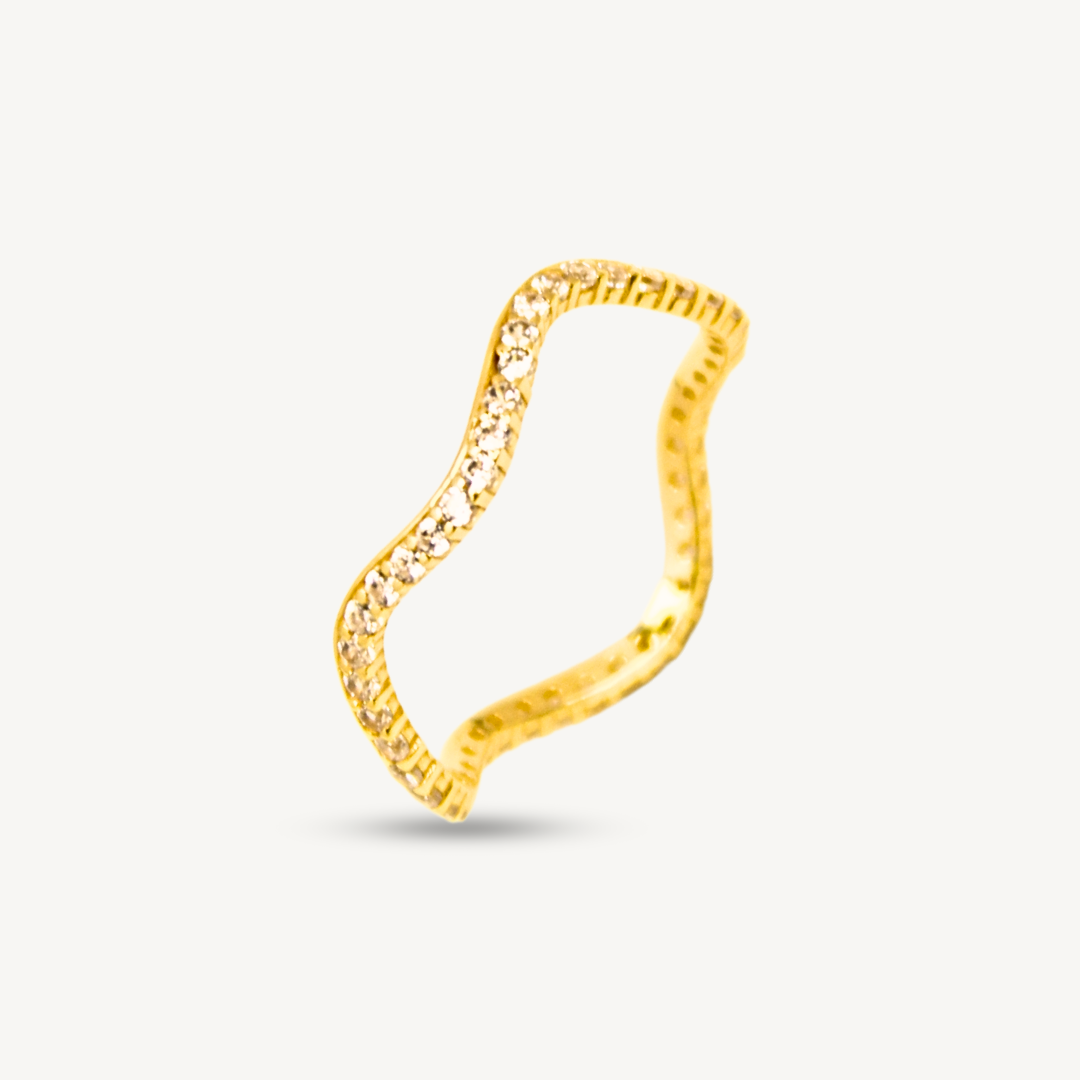 Minimalist Wave Stone CZ Ring Collection Gold Ring Elegold