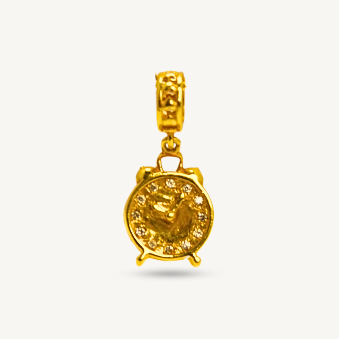 916 Gold CZ Stone Clock Charms | Charm Emas 916 Waktu | Elegold