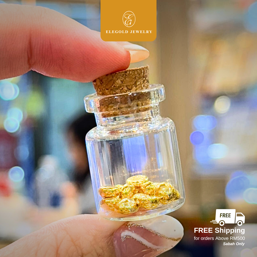 0.1g 999g Pure Solid Mini Gold Bean Elegold [Free Bottle]