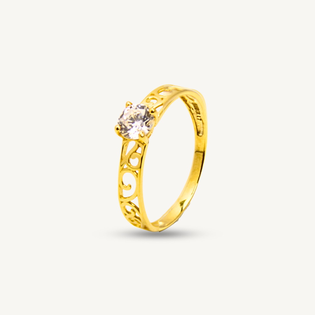 Solitaire CZ Stone Ring Gold Ring Elegold