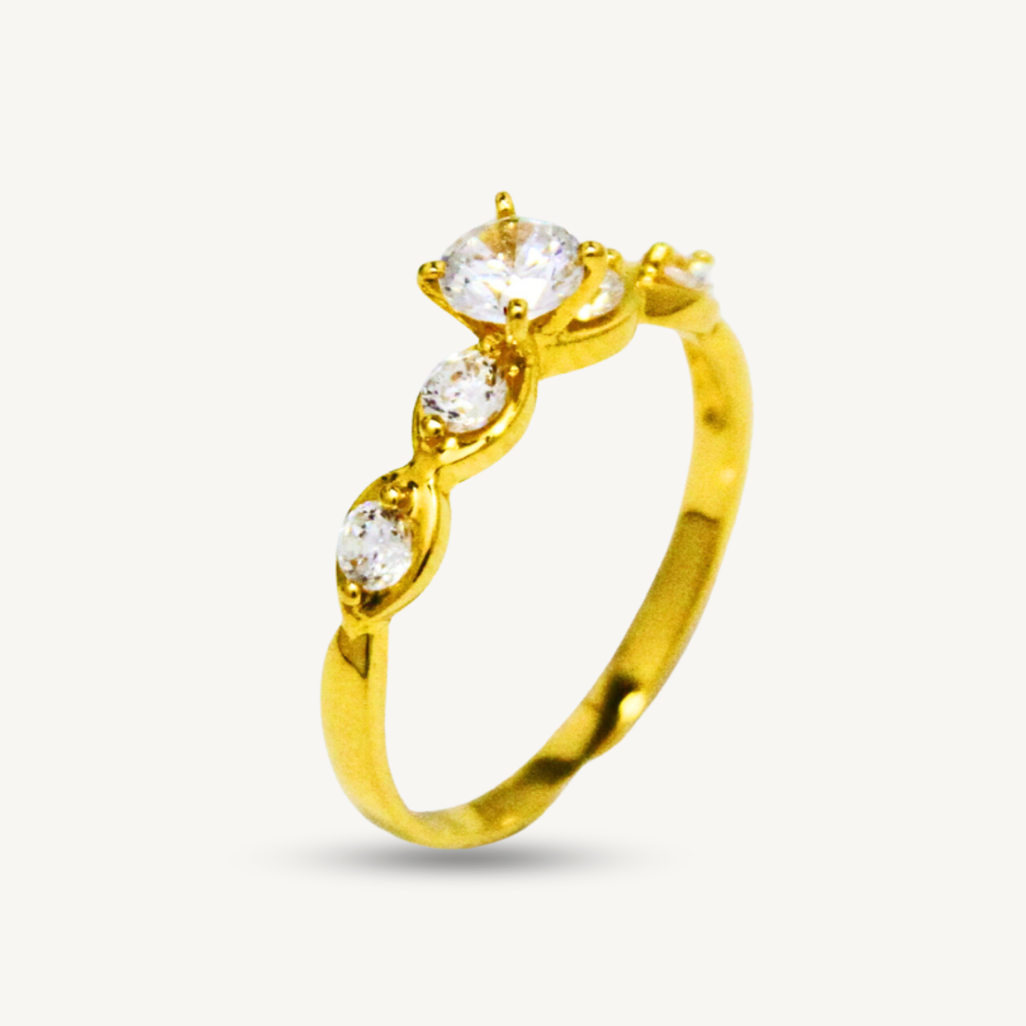 Elegold 5 Stone CZ Gold Ring - 20JWV