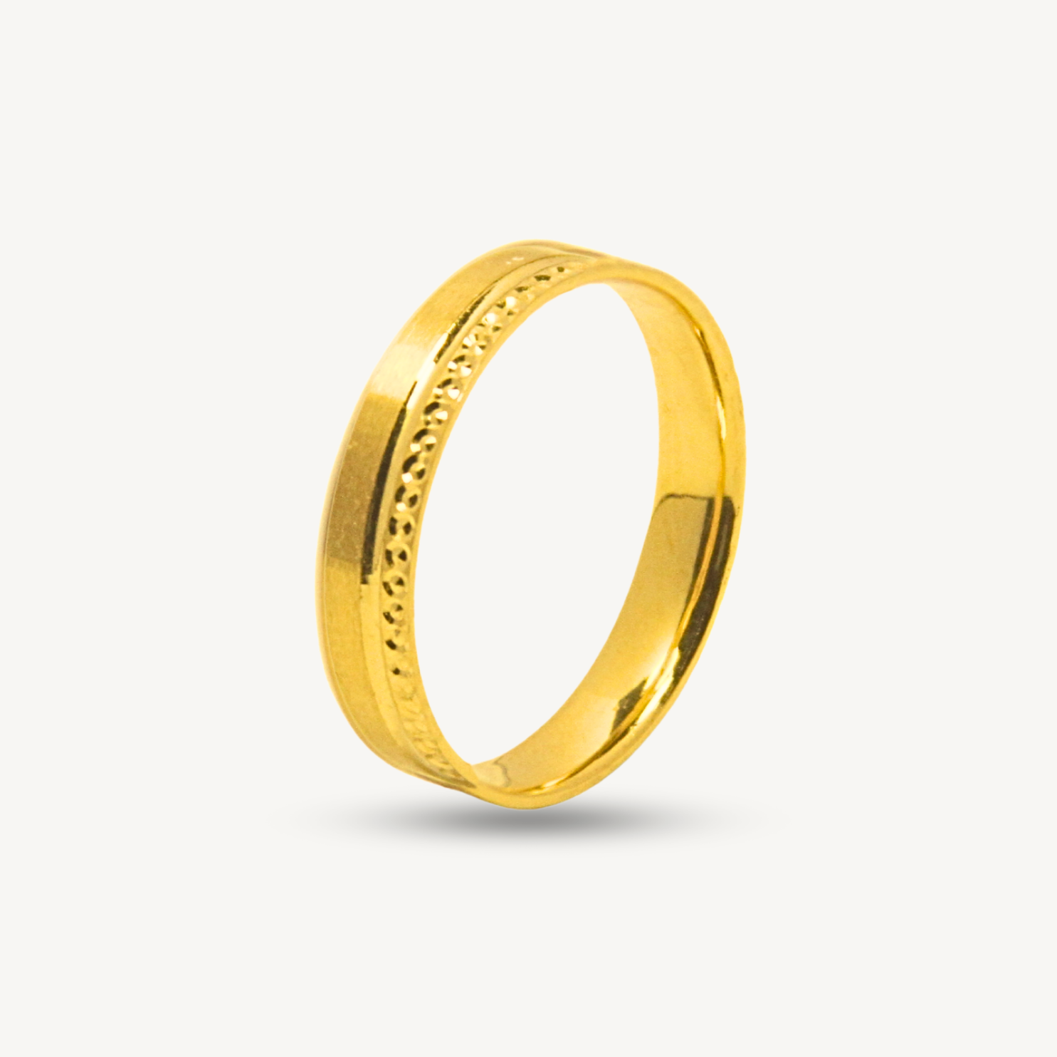 Elegold Premium Fashion Diamond Cut Matte 916 Gold Ring (Comfort) - 20QEP