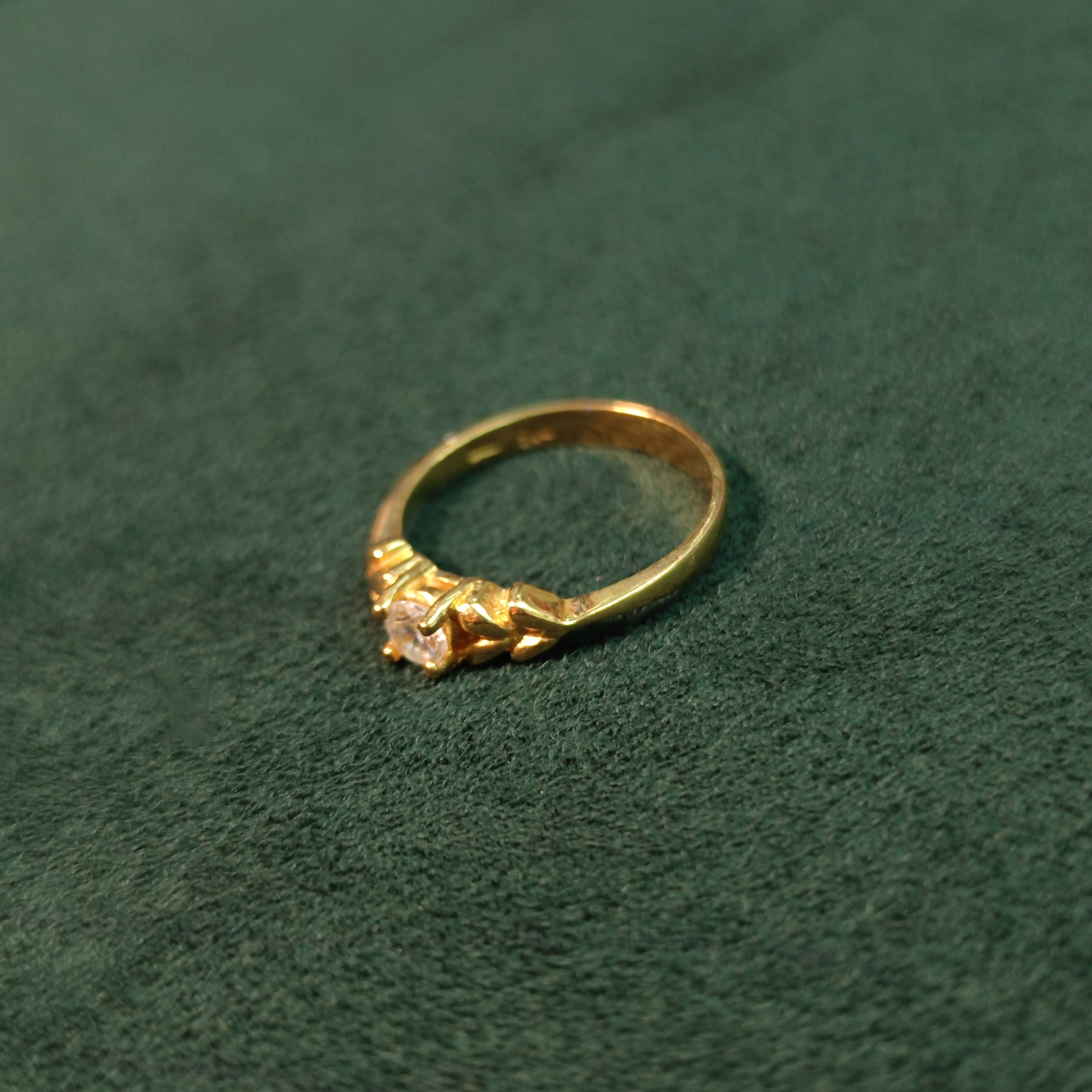 Elegold Square CZ Stone Gold Ring