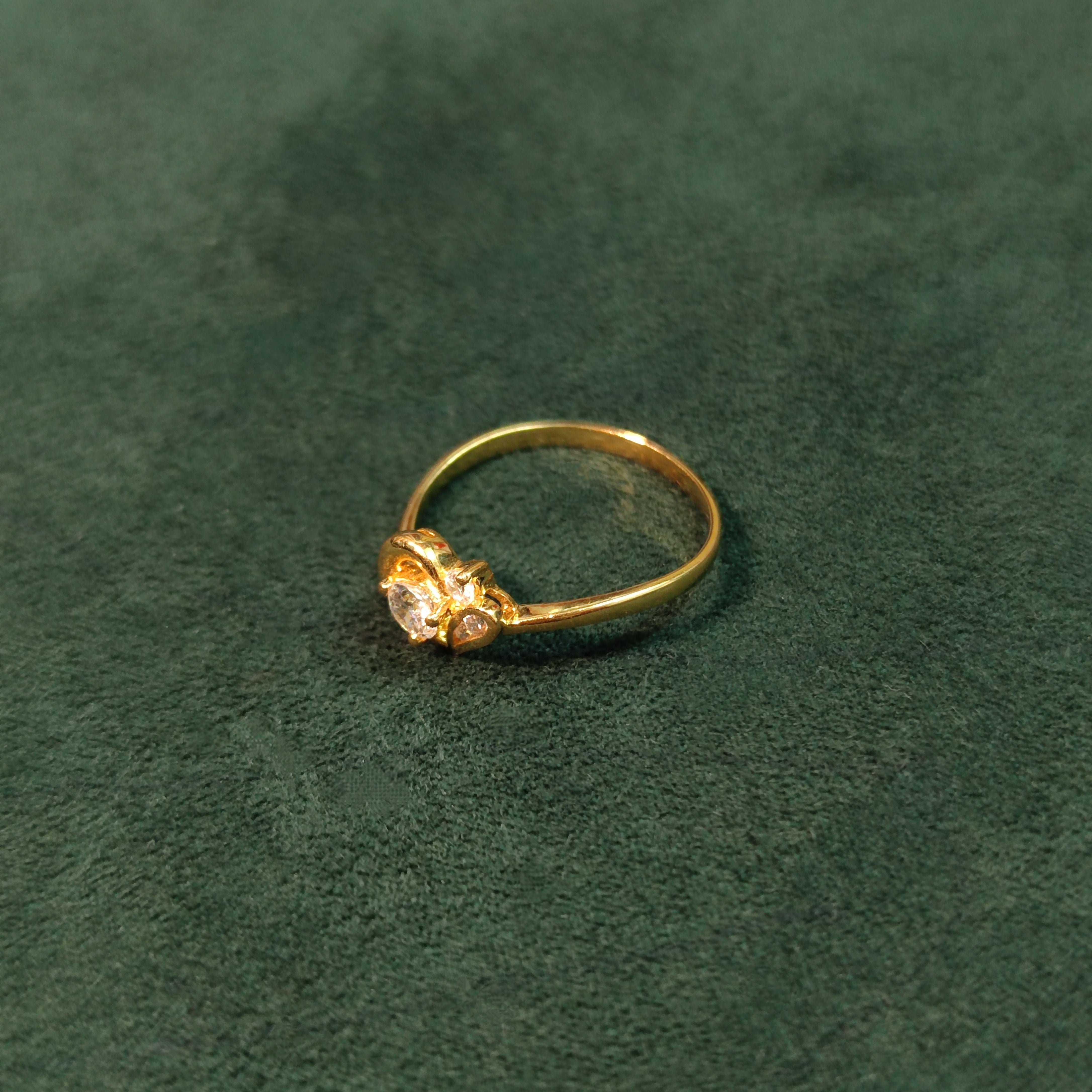 Elegold Heart CZ Stone Gold Ring
