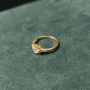Elegold Fashion CZ Side Stone Gold Ring - 202HB