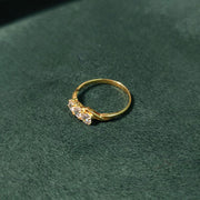 Elegold Square Cut Triple Stone CZ Gold Ring