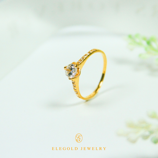 Elegold CZ Side Stones Gold Ring - 202Q4