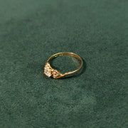 Elegold Square Cut Heart Triple CZ Stone Gold Ring