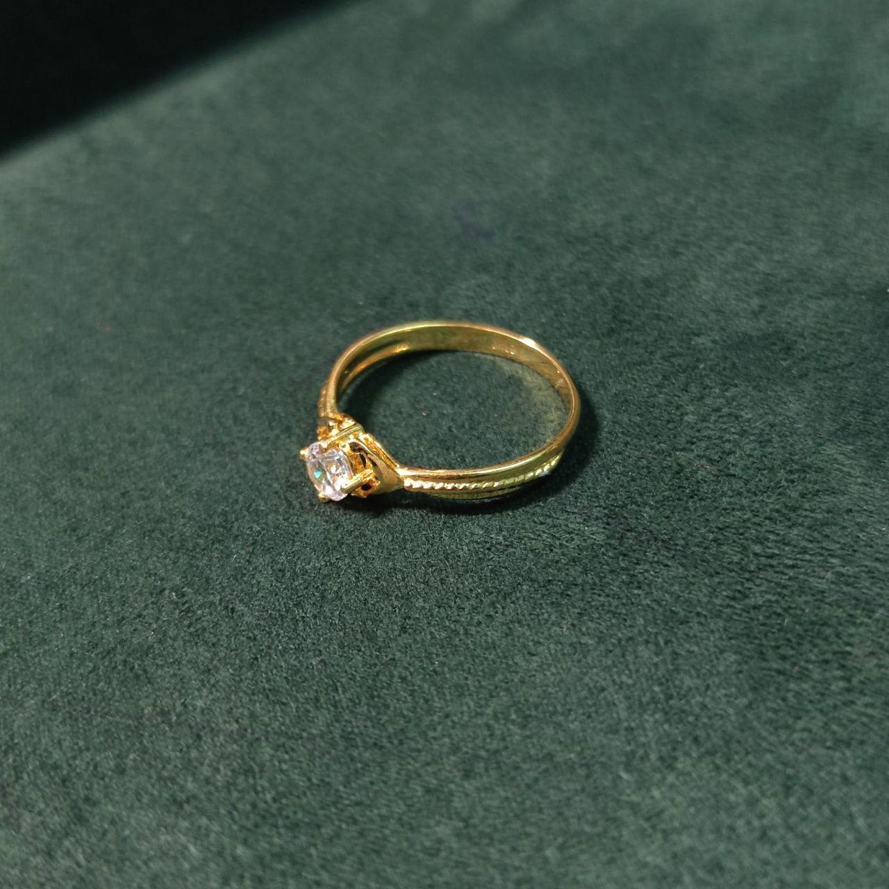 Elegold Solitaire Fashion CZ Stone Gold Ring