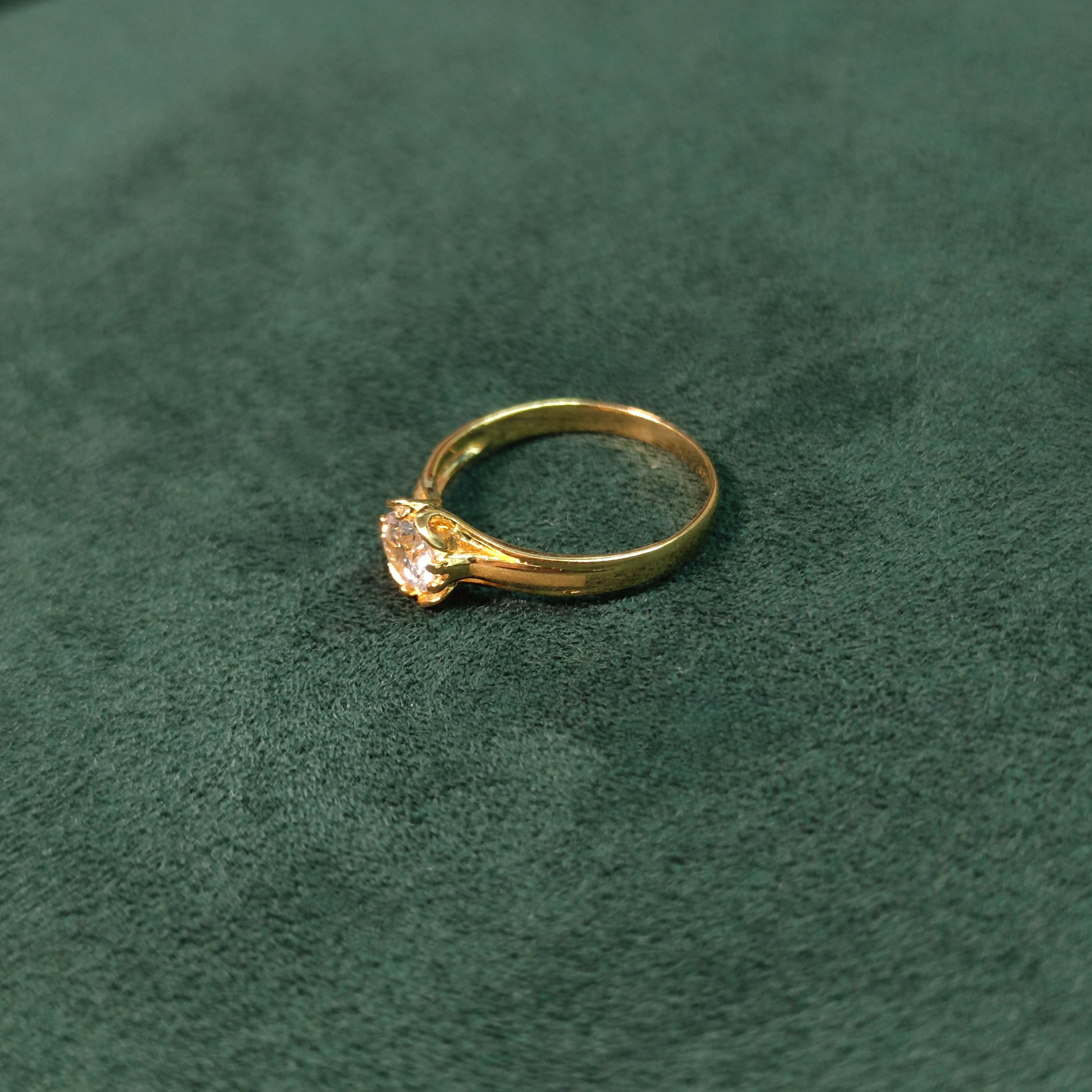 Elegold Matte CZ Stone Gold Ring