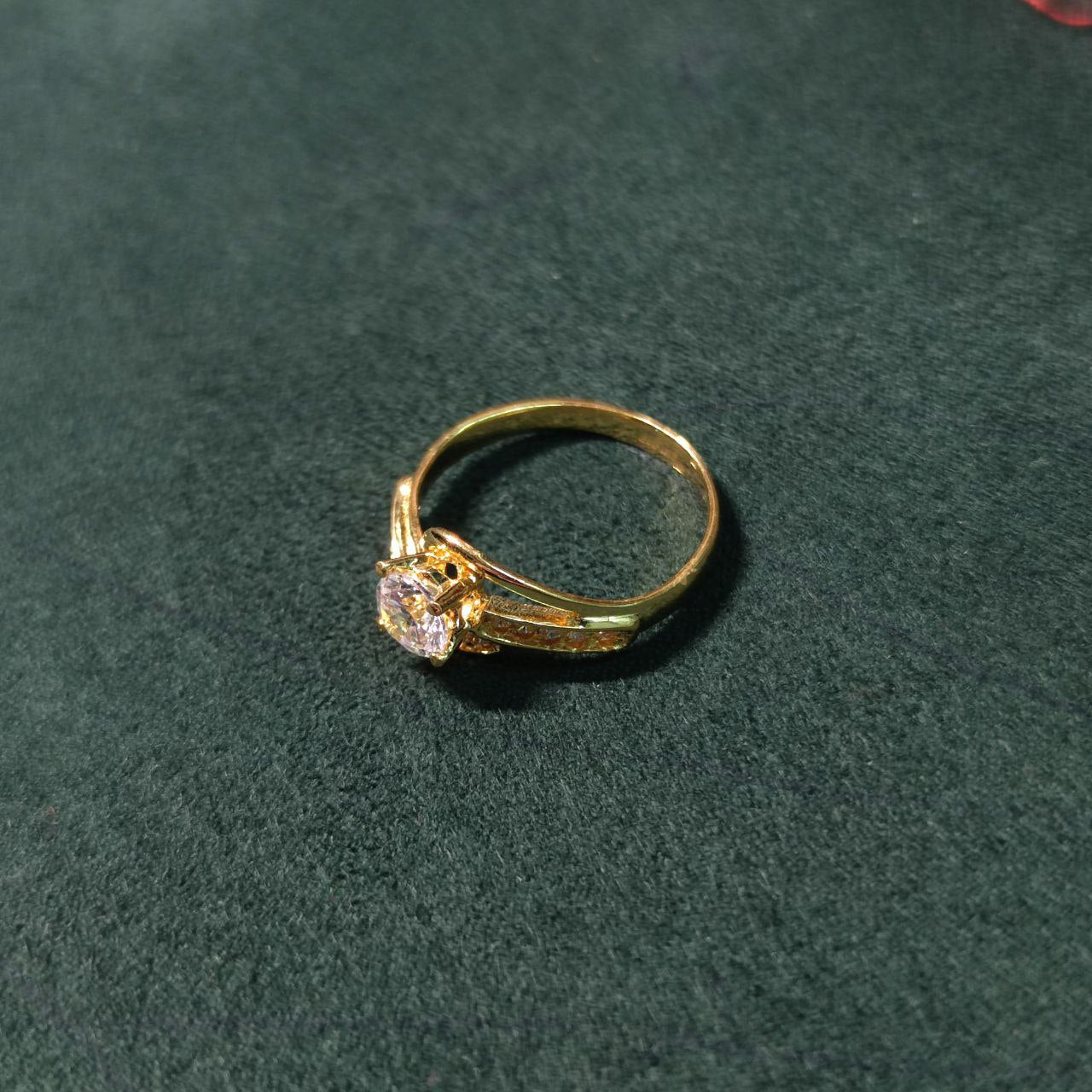 Elegold Fashion Square Cut CZ Stone Gold Ring