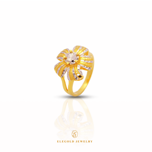 Elegold Jewelry · Flower Gold Rings · Solid Gold Ring · 916 Gold RIngs · 22K Gold Ring · 22K Gold Jewellery · 22K Solid Gold · 916 Gold · 916 Gold RIng · 22K Solid Gold Jewellery · Gold Jewellery · Flower Gold Jewellery · Leaf Gold Jewellery