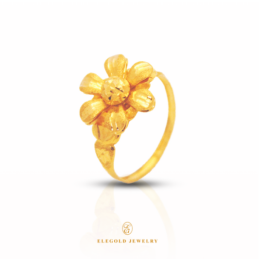 Elegold Jewelry · Flower Gold Rings · Solid Gold Ring  · 916 Gold RIngs · 22K Gold Ring · 22K Gold Jewellery · 22K Solid Gold · 916 Gold · 916 Gold RIng · 22K Solid Gold Jewellery · Gold Jewellery · Flower Gold Jewellery · Leaf Gold Jewellery