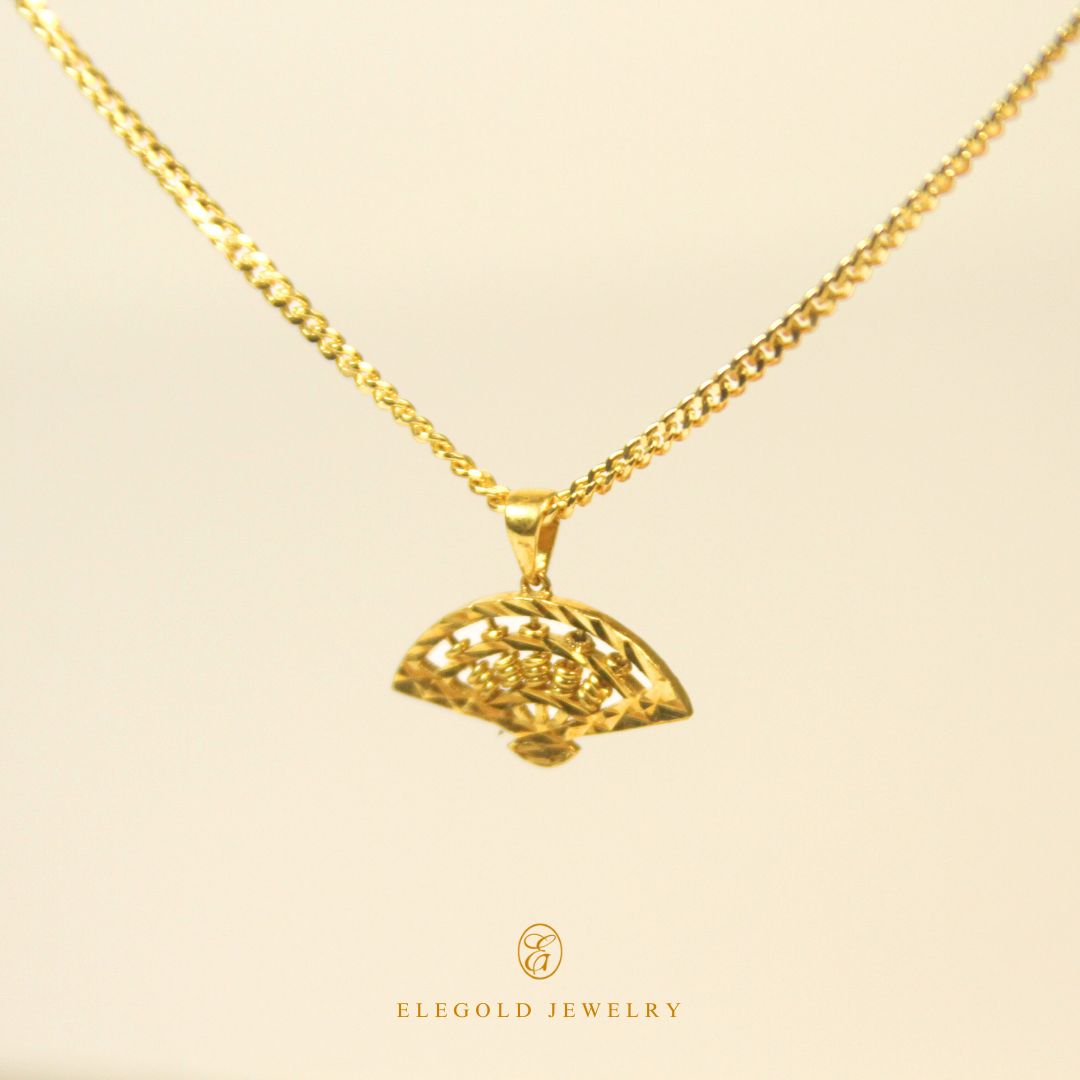 Elegold 916 Gold Abascus Styled Fan Pendant