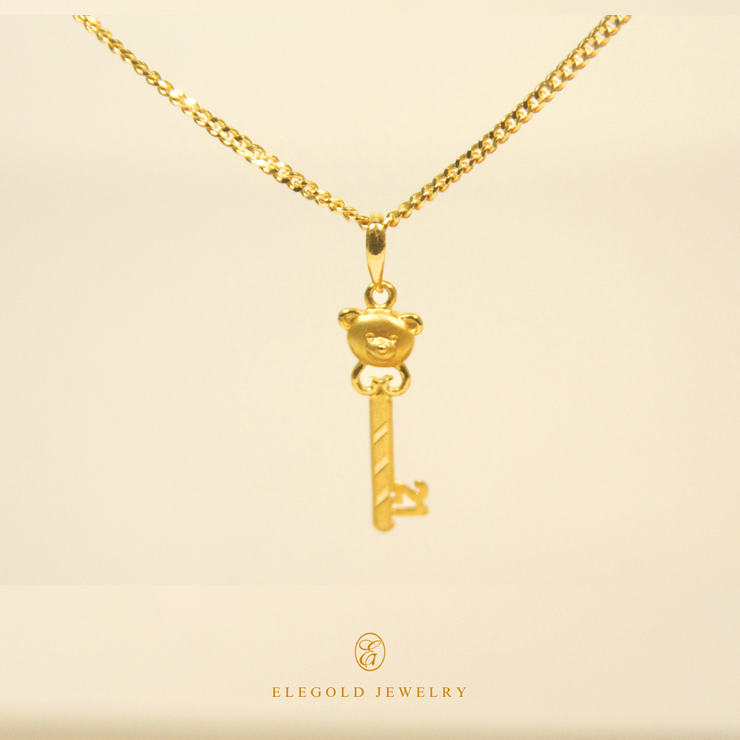 Elegold 916 Gold Key Bear Pendants - 20JN8