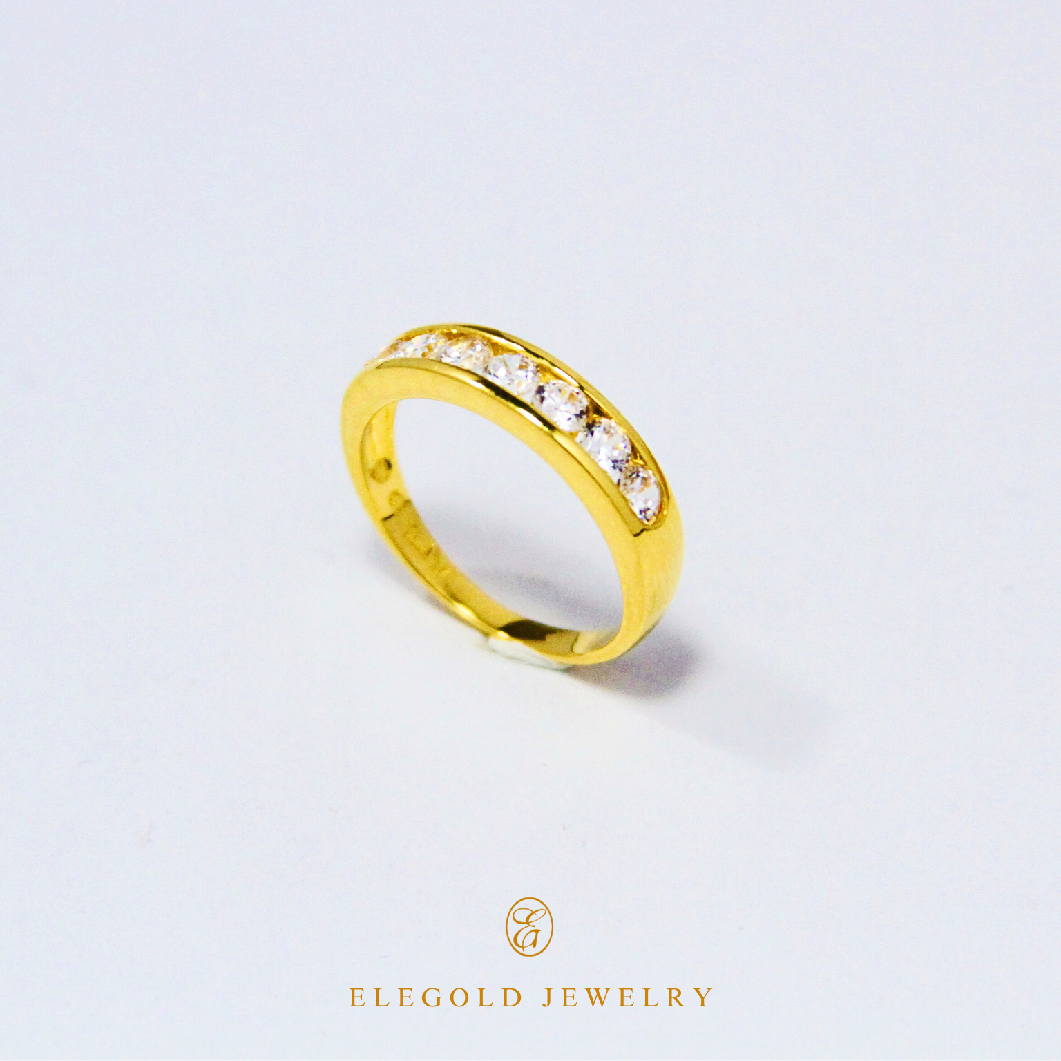 Elegold Channel Set CZ Stone Gold Ring - 20JWU