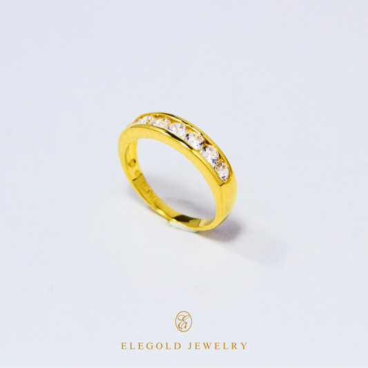 Elegold Channel Set CZ Stone Gold Ring - 20JWU